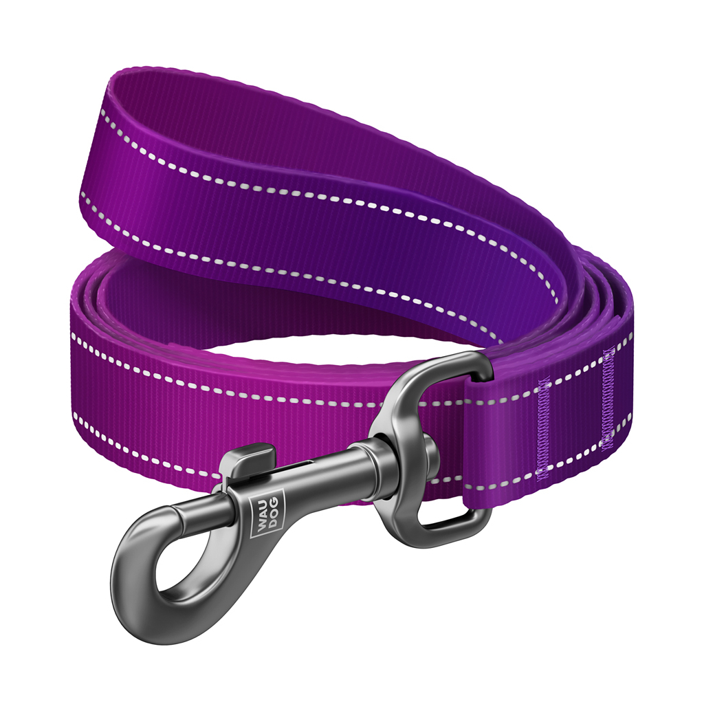 Повідець для собак WAUDOG Nylon Mono світловідбивний, S, Ш 15 мм, Д 300 см, фіолетовий (46439)