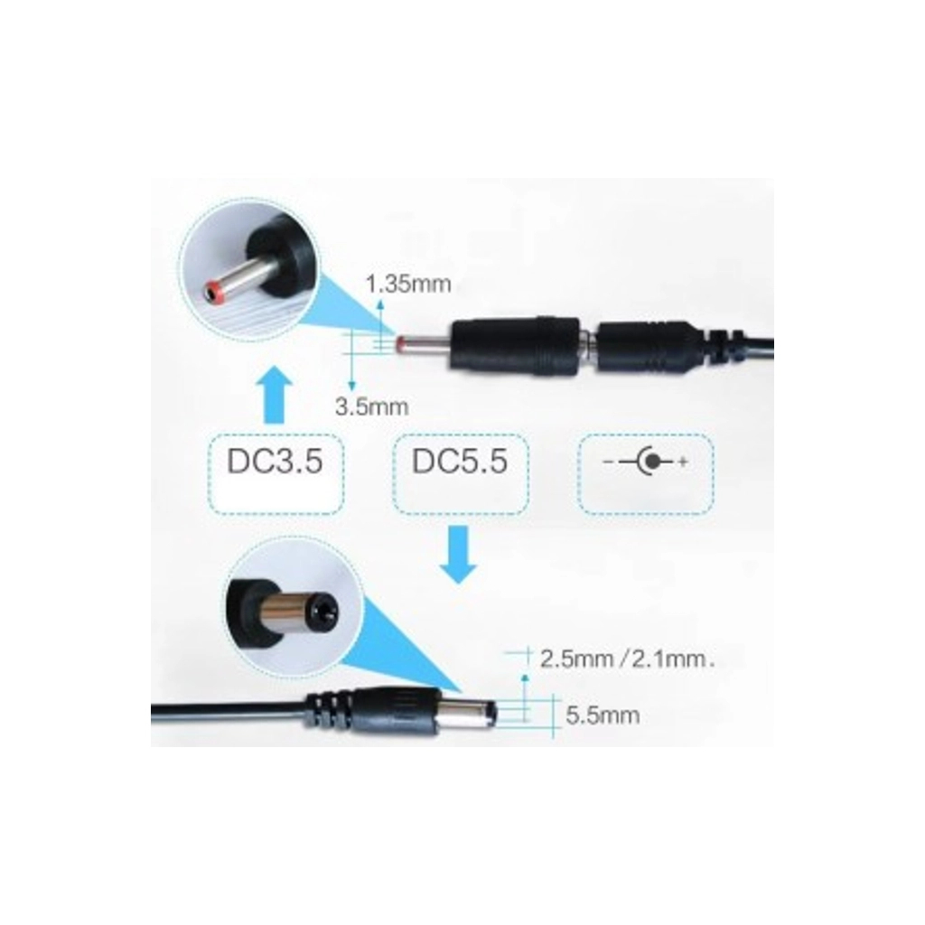 Кабель живлення USB to DC 5.5mm + 3.51.35mm 0.8m 18W Kingda (KD-USB-DC9/12)