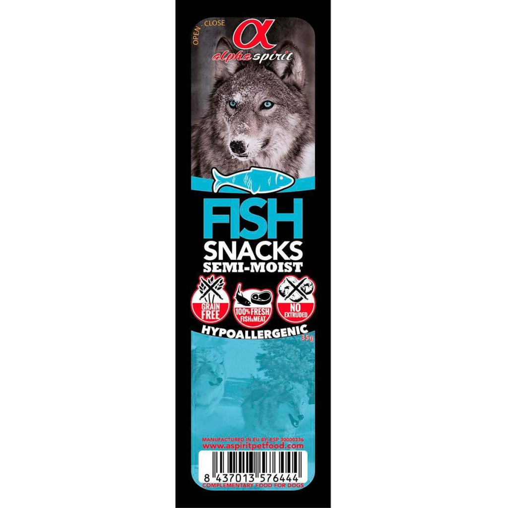 Ласощі для собак Alpha Spirit Dog Snacks Fish 35 г (8437013576444)