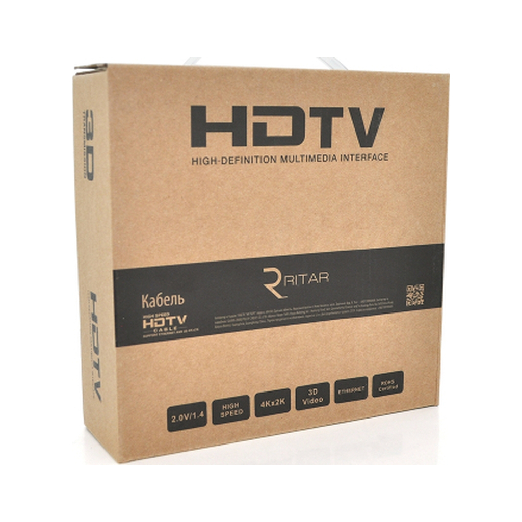 Кабель мультимедійний HDMI M to HDMI M 1.5m V1.4 1080P black Ritar (HDMI(M)/(M)V1.4-1.5m-94B)