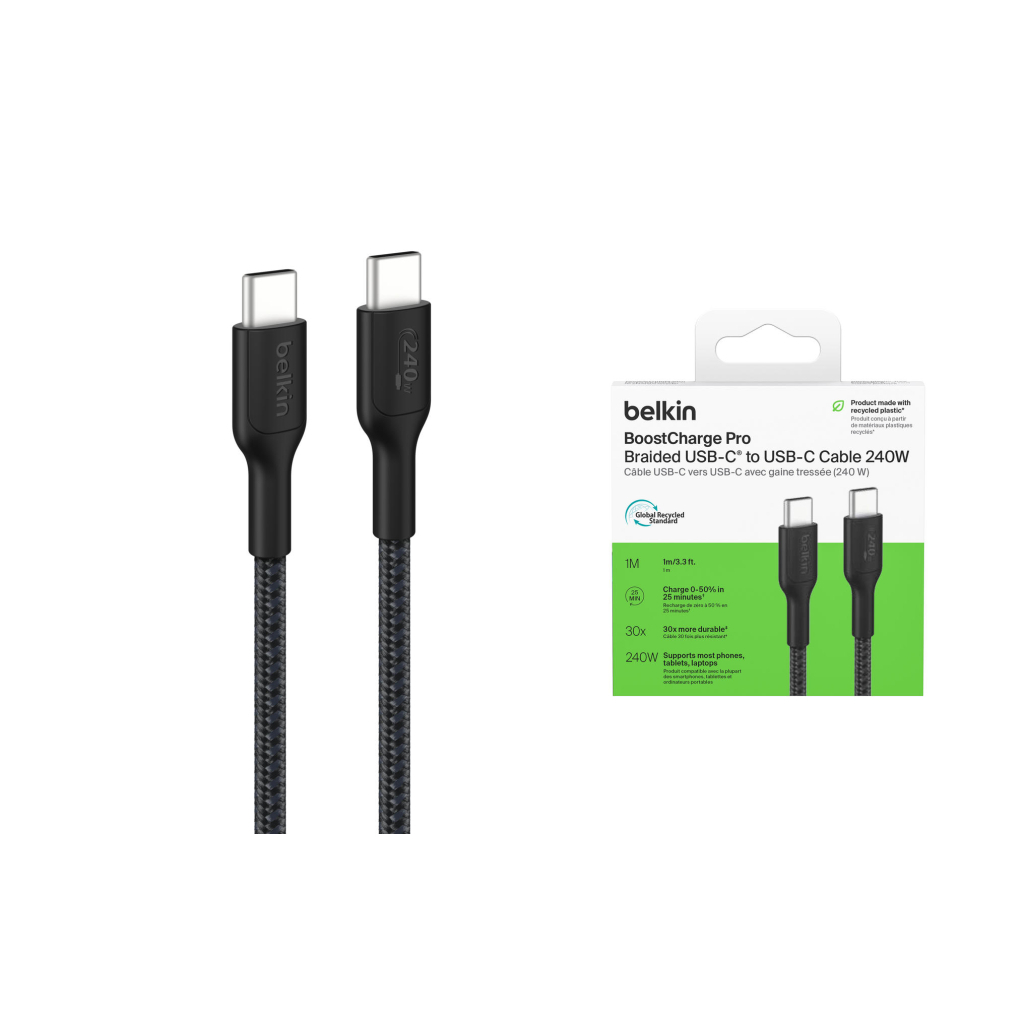Дата кабель USB-C to USB-C 1.0m 240W black Belkin (CAB025HQ1MBK) Дата кабель USB-C to USB-C 1.0m 240W black Belkin (CAB025HQ1MBK)