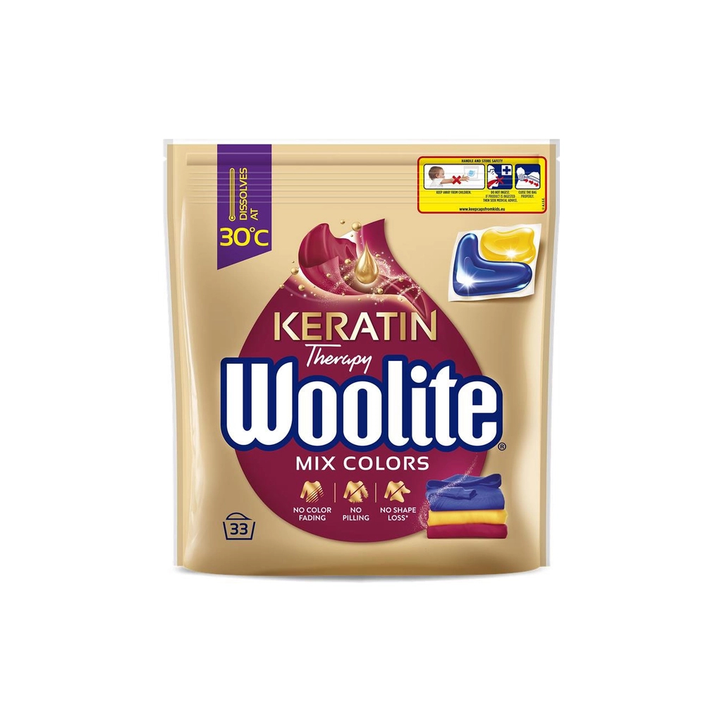 Капсули для прання Woolite Для кольорових тканин З кератином 33 шт. (5900627094152)