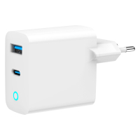Зарядний пристрій Gembird 1xUSB-C PD30W + 1xUSB QC3.0 LED white (TA-UC-PDQC30L-W-01)