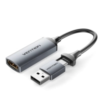 Перехідник USB-C + USB-A to HDMI M 0.1m video capture gray VENTION (ACWHA)