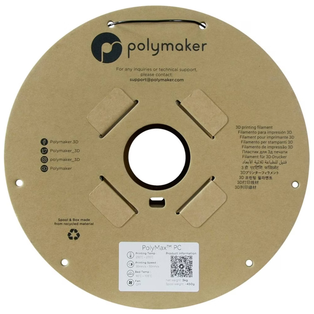 Пластик для 3D-принтера Polymaker PC PolyMax TOUGH 1,75mm 3kg BLACK (PC02007)