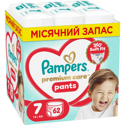 Підгузки Pampers Premium Care Pants Розмір 7 (15+ кг) 62 шт (8006530320245)