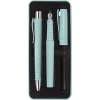 Ручка кулькова Faber-Castell набір ручок POLY Ball Set в металевому пеналі (перо + кульк. ручка), колір корпусу бірюзовий (32959)