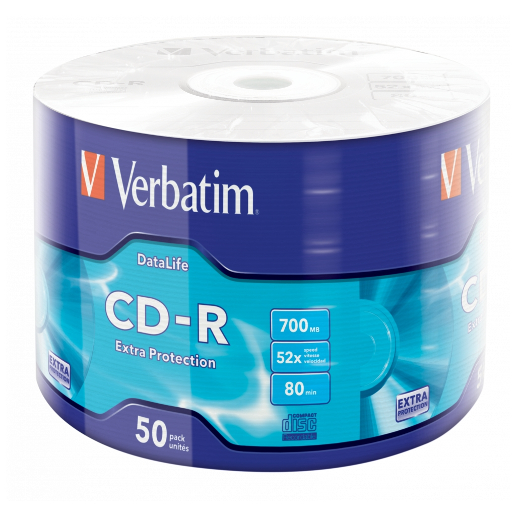 Диск CD Verbatim CD-R 700Mb 52x Wrap-box Extra (43787)