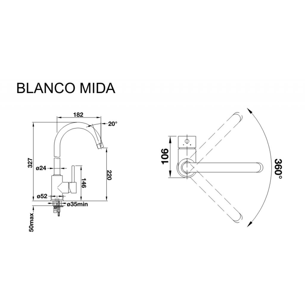 Змішувач Blanco MIDA ХРОМ (517742)