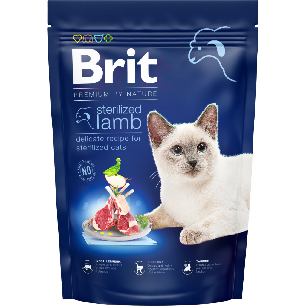 Сухий корм для кішок Brit Premium by Nature Cat Sterilized Lamb 800 г (8595602553082)