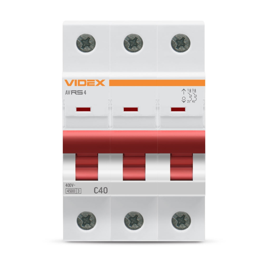 Автоматичний вимикач Videx RS4 RESIST 3п 40А С 4,5кА (VF-RS4-AV3C40)