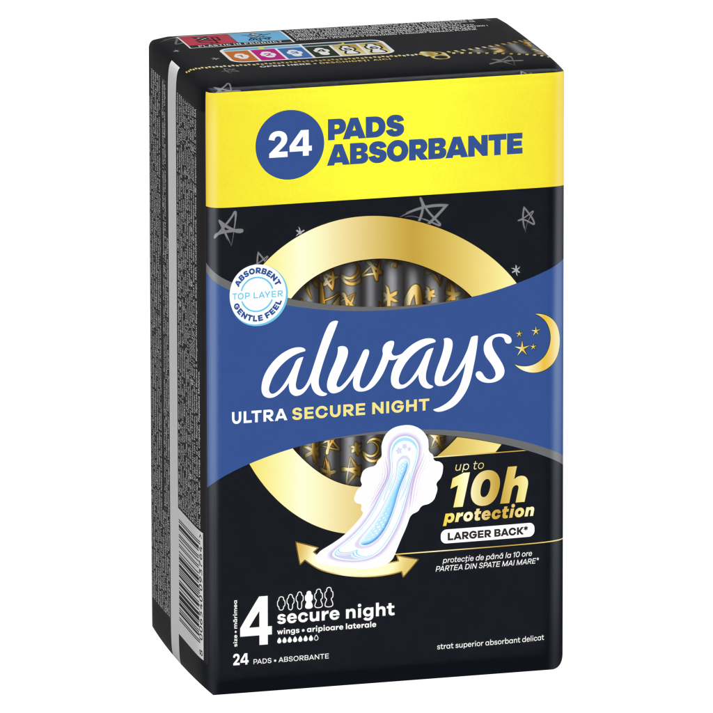 Гігієнічні прокладки Always Ultra Secure Night (Розмір 4) 24 шт. (8006540093764)