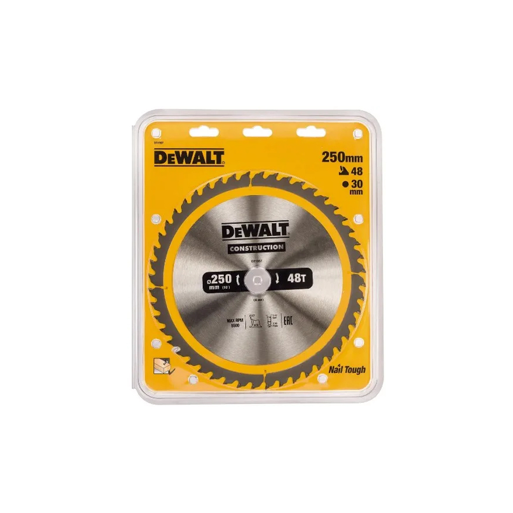 Диск пильний DeWALT CONSTRUCTION 250х30 мм, 48z (ATB) + 10 град (DT1957) Диск пильний DeWALT CONSTRUCTION 250х30 мм, 48z (ATB) + 10 град (DT1957)