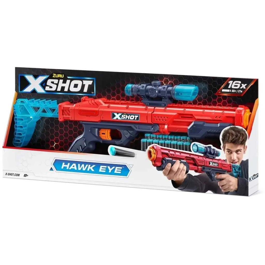 Іграшкова зброя Zuru X-Shot Red Швидкострільний бластер EXCEL Hawk Eye (16 патронів) (36435R)