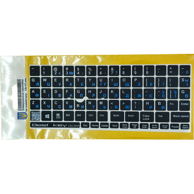 Наклейка на клавіатуру BestKey непрозора чорна, 76, синій (BKU13BLU/013)