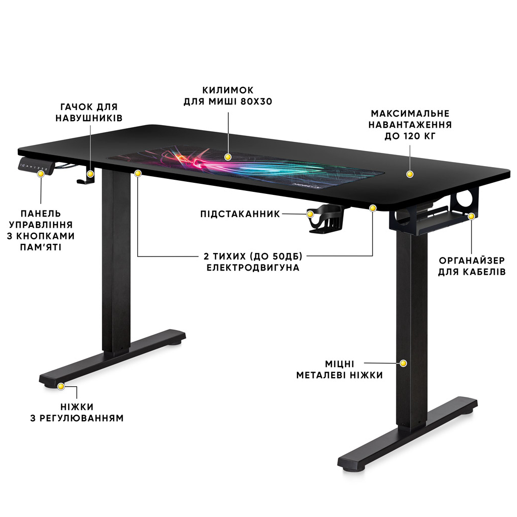 Комп'ютерний стіл Mealux PowerDesk Duo Black (EVO-242 Duo B/B)