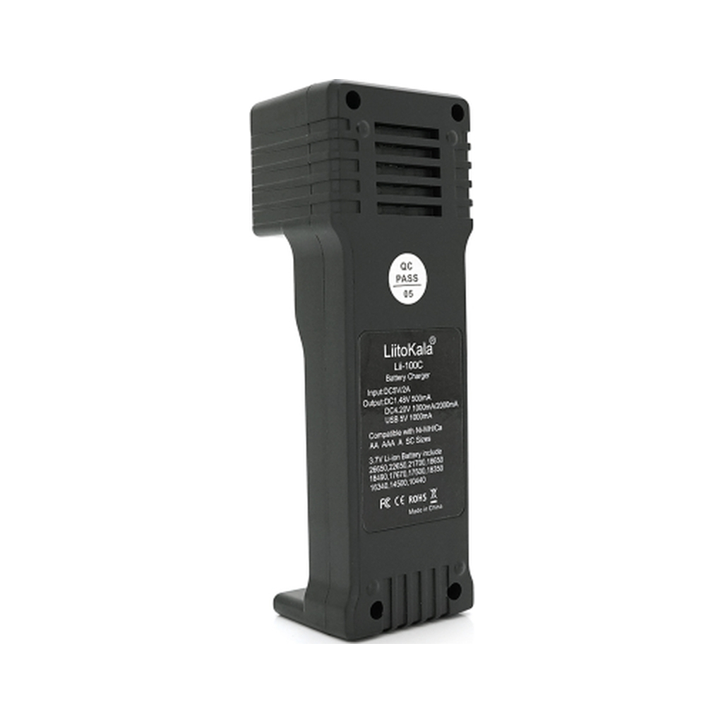 Зарядний пристрій для акумуляторів Liitokala 1 Slot, LED disp, USB, Li-ion/3.7V/3.8V, Li-Fe/3.2V, Ni-MH/1.2V (Lii-100C)