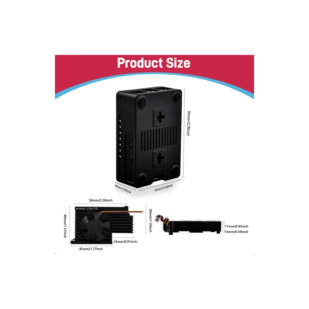 Корпус для Мікро ПК 52Pi for Raspberry Pi 5 Radiator with fan (ZP-0167)