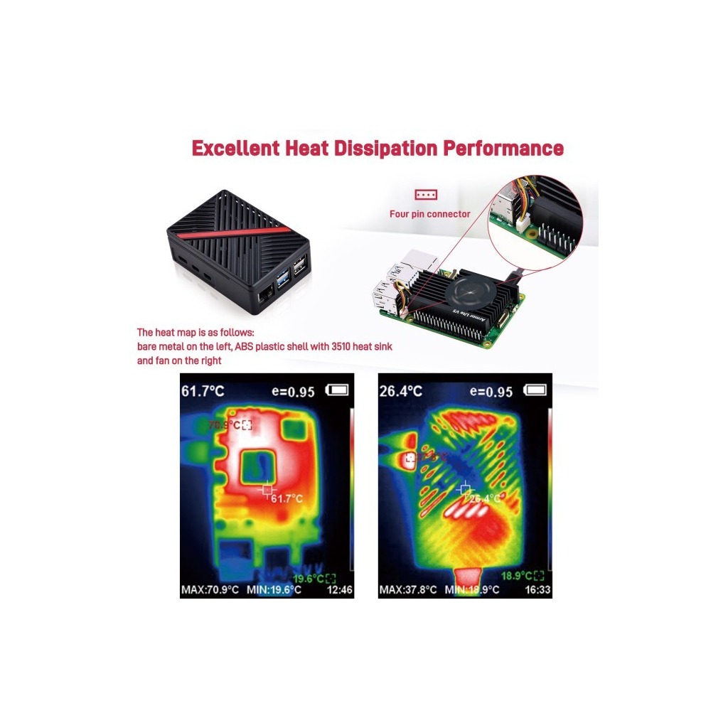 Корпус для Мікро ПК 52Pi for Raspberry Pi 5 Radiator with fan (ZP-0167)