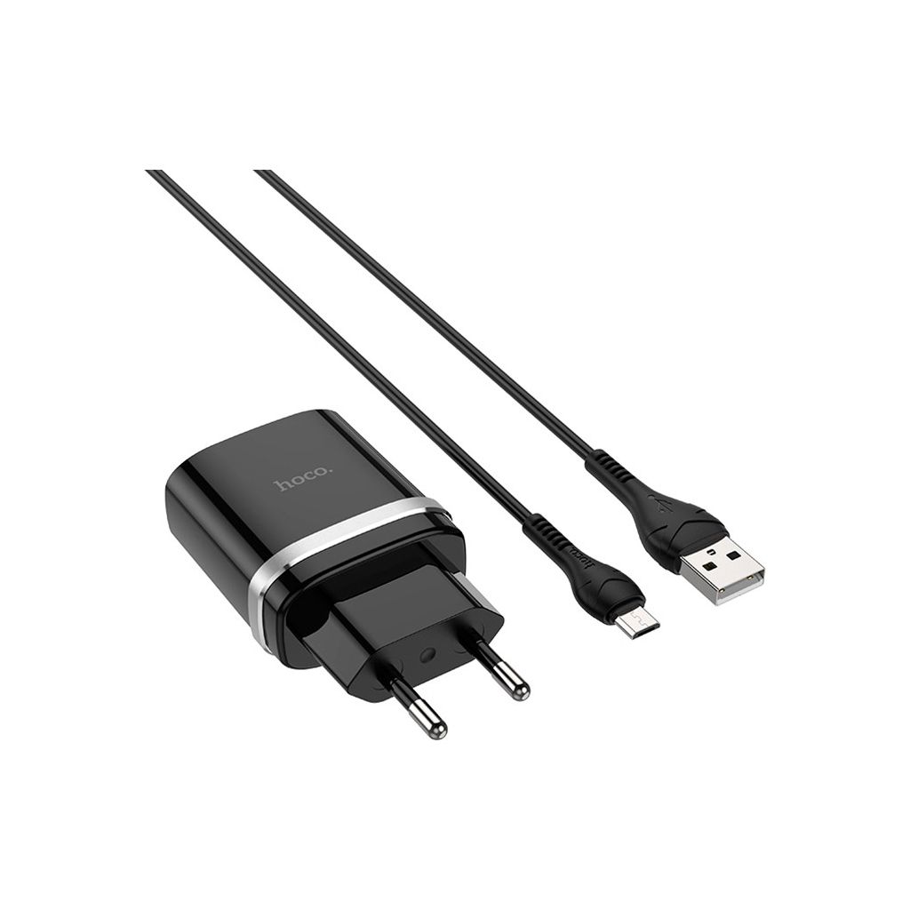 Зарядний пристрій HOCO C12Q Smart USB QC3.0 + cable Micro 18W Black (6931474716279)