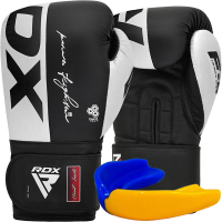 Боксерські рукавички RDX F4 Boxing Sparring Gloves Hook & Loop White/Black 10 унцій (BGR-F4B-10OZ)