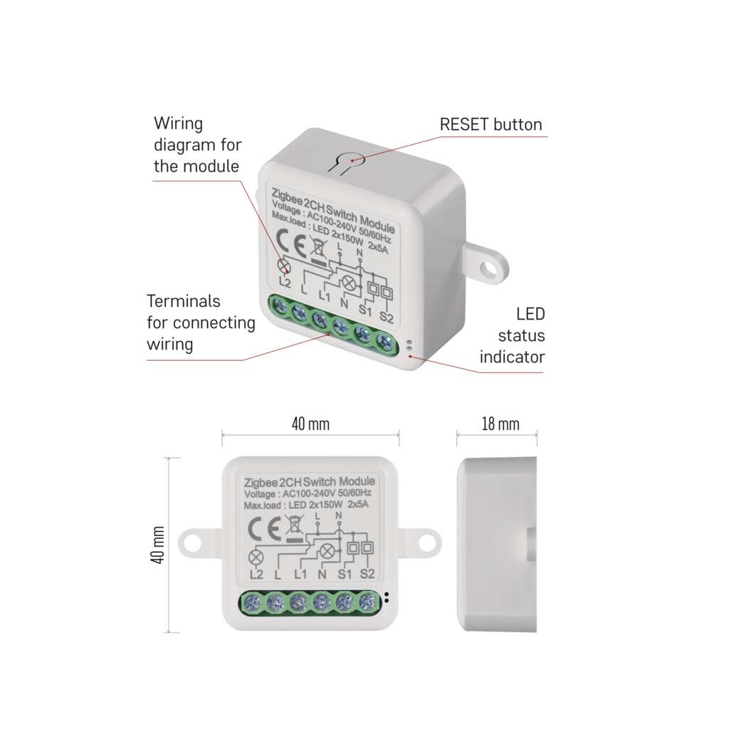 Модуль управління розумним будинком EMOS H5102 ZigBee 3.0 2-Channel (H5102)