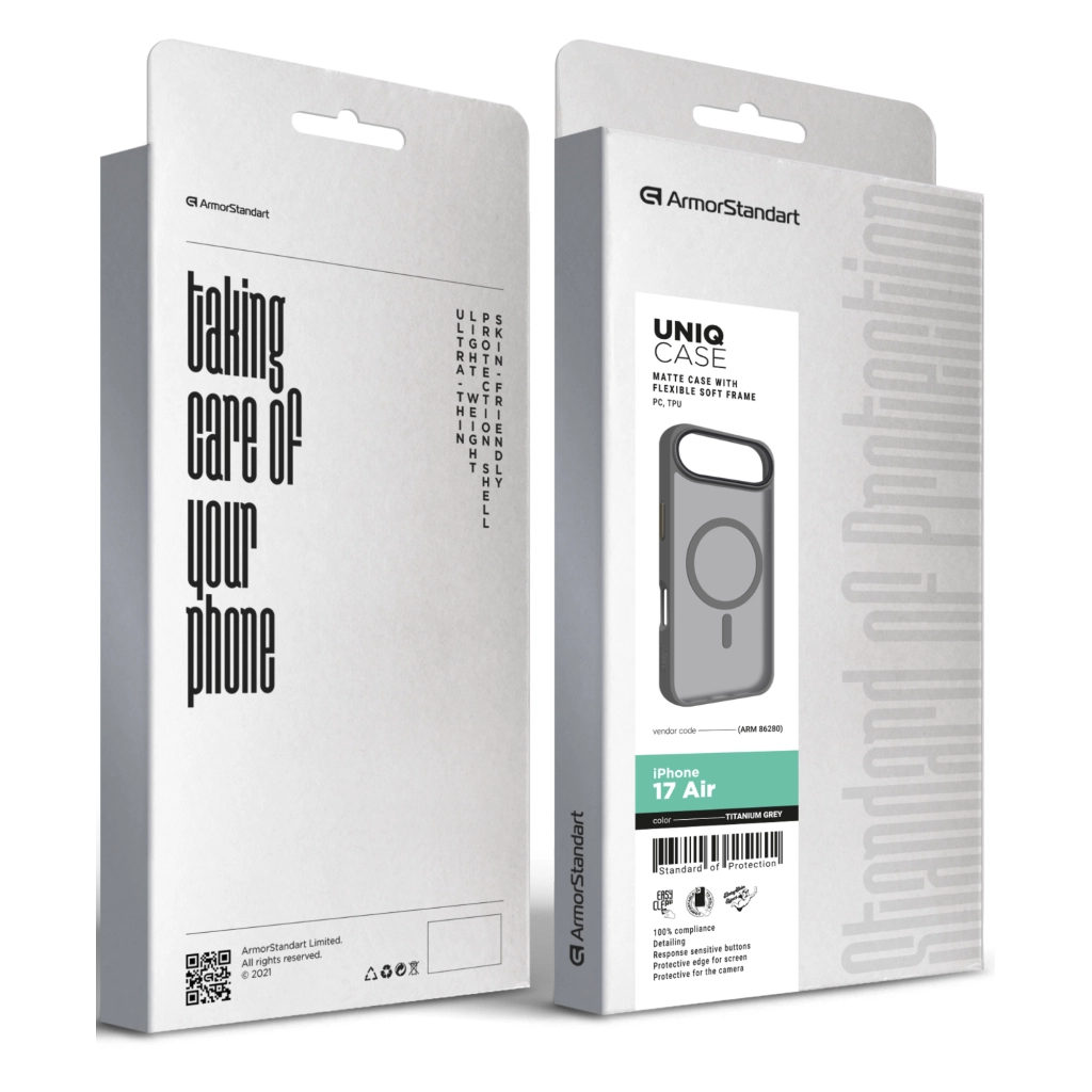 Чохол до мобільного телефона Armorstandart Uniq MagCase Apple iPhone 17 Air Titanium Grey (ARM86280) Чохол до мобільного телефона Armorstandart Uniq MagCase Apple iPhone 17 Air Titanium Grey (ARM86280)
