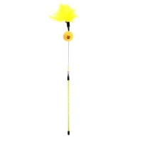 Cat Toy Hippie Pet Rod with Feathers Yellow 48cm (HIPCW17062G)