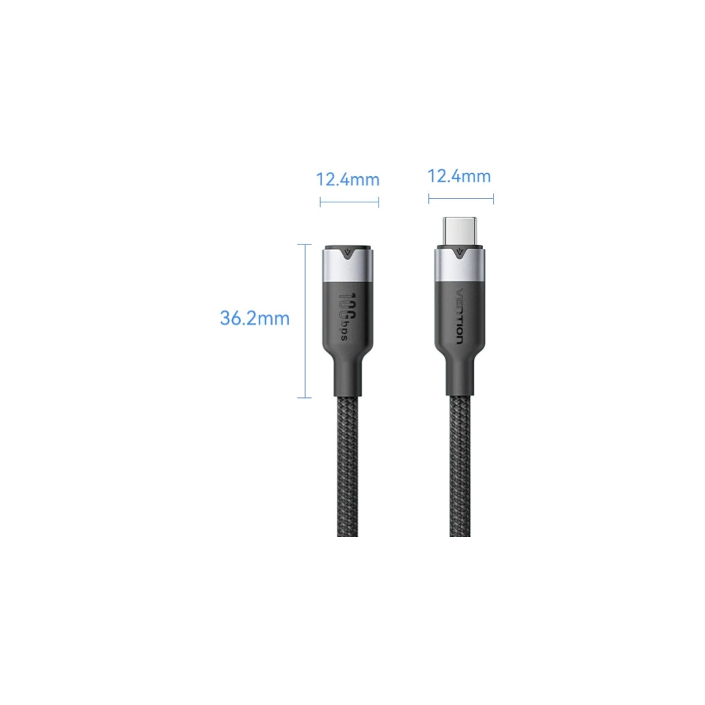 Дата кабель USB-C M/F 1.0m 100W 10Gbps 4K60Hz Vention (TRFBF)