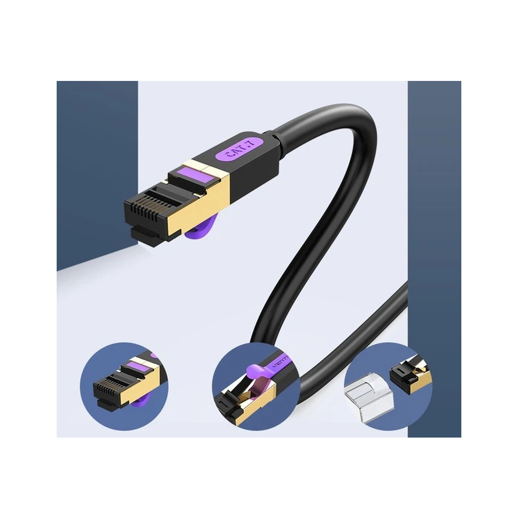 Патч-корд 5м, S/FTP cat 7 RJ-45 black Vention (ICDBJ)
