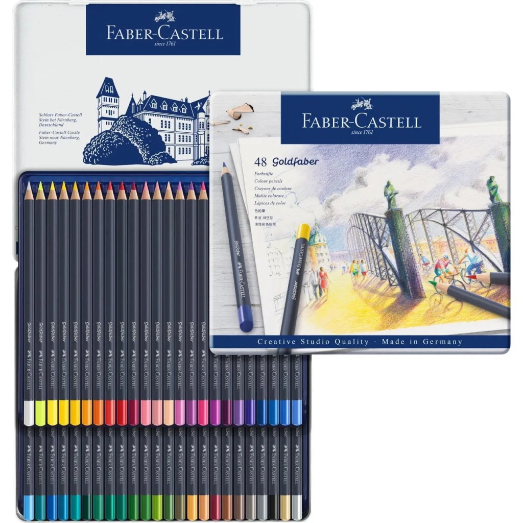 Олівці кольорові Faber-Castell Goldfaber Colour pencil в металевій коробці, 48 кольорів, 114748 (27644) Олівці кольорові Faber-Castell Goldfaber Colour pencil в металевій коробці, 48 кольорів, 114748 (27644)