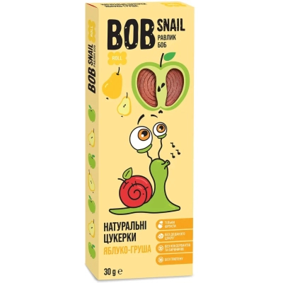 Цукерка Bob Snail Равлик Боб Яблоко-Груша 30 г (4820162520248)