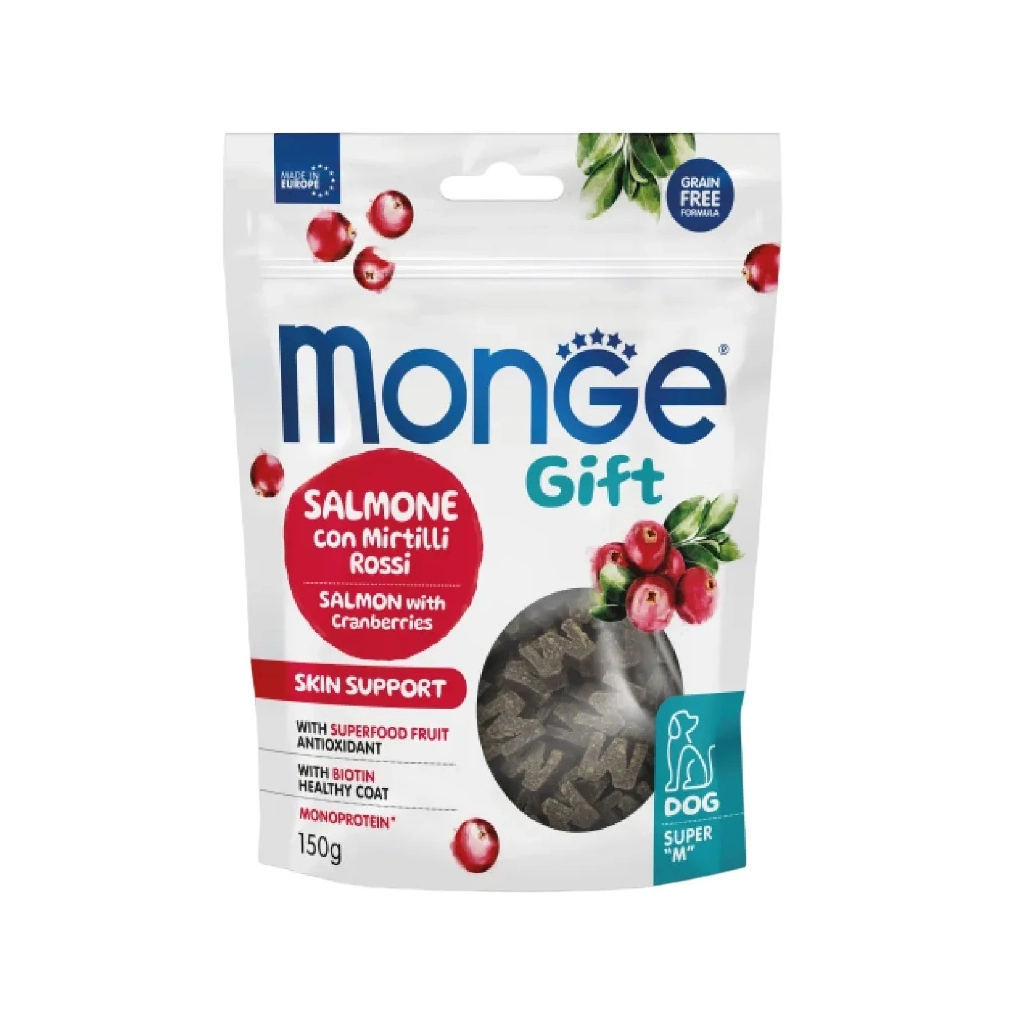 Ласощі для собак Monge Gift Dog Skin support лосось з журавлиною 150 г (8009470085731)