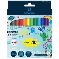 Schneider COLORINA F felt-tip pens (1 mm line), 12 colors (S193091)