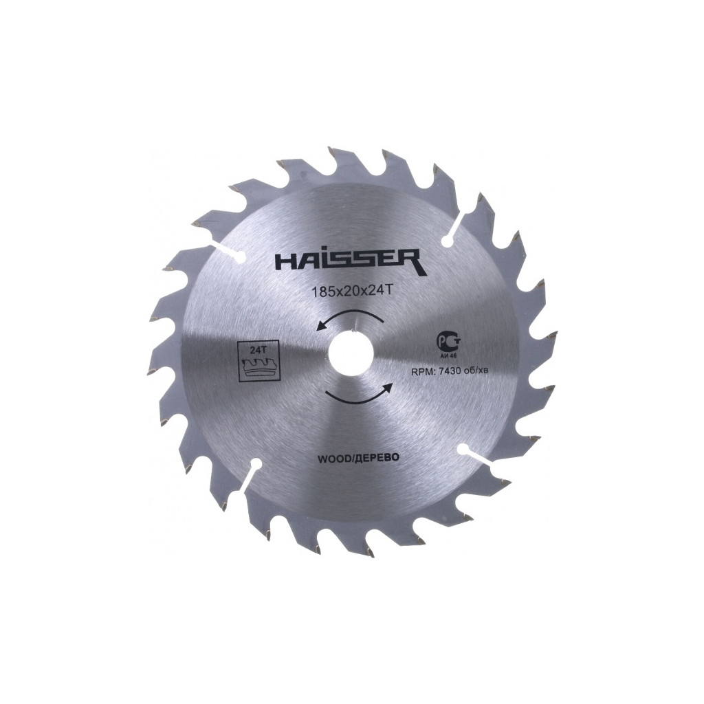 Диск пильний HAISSER по дереву - 185x20 24 зуб. (118490) Диск пильний HAISSER по дереву - 185x20 24 зуб. (118490)