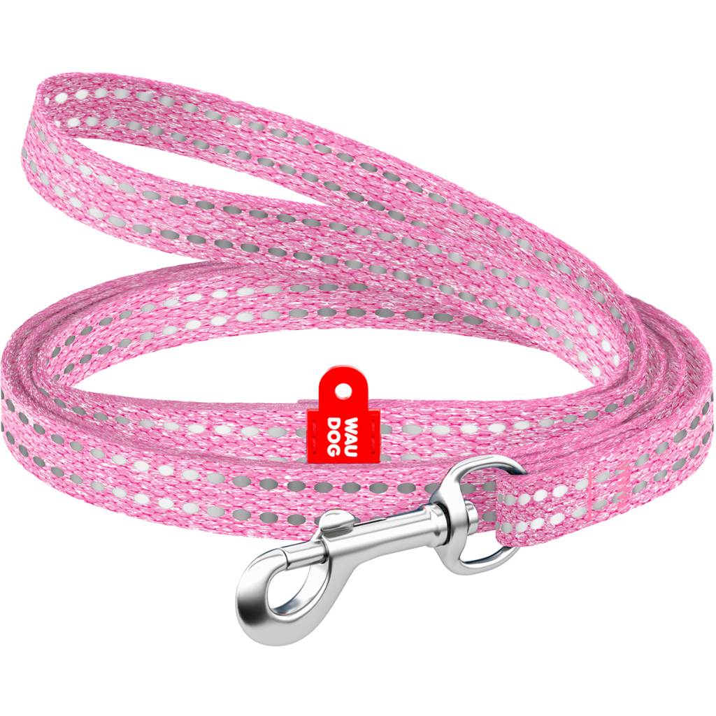 Повідець для котів WAUDOG Re-cotton світловідбивний XS 200х1 см рожевий (16447)