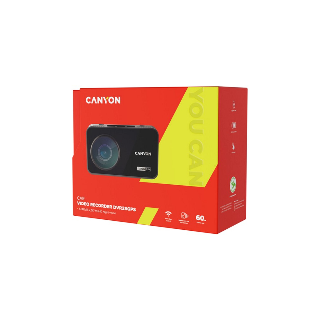 Відеореєстратор Canyon DVR25GPS WQHD 2.5K 1440p GPS Wi-Fi Black (CND-DVR25GPS)