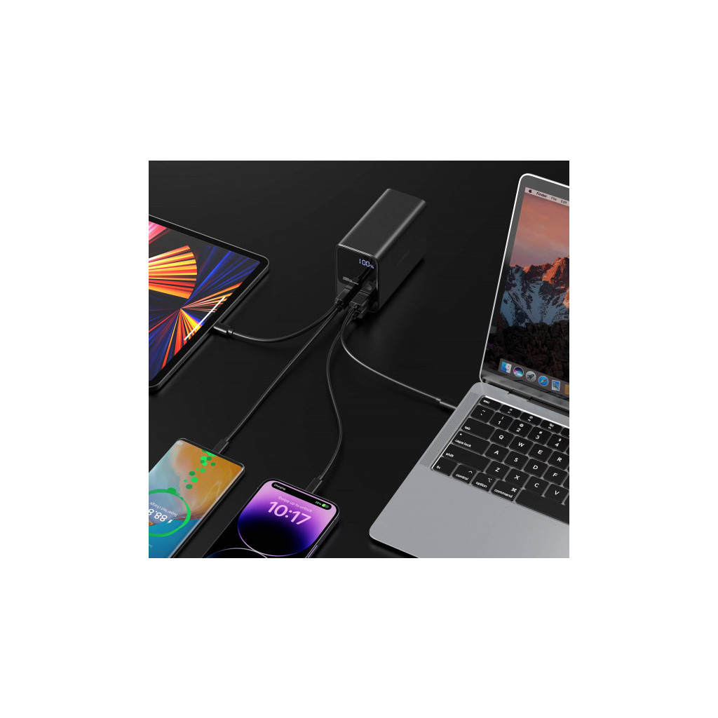 Батарея універсальна Choetech 27000mAh, PD/3.0/100W, USB-C*2/100+100W, USB-A*2/QC3.0/22.5W (B635-BK)