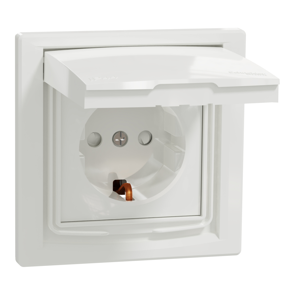 Розетка Schneider Electric ASFORA з кришкою IP44, біла (EPH3100321)