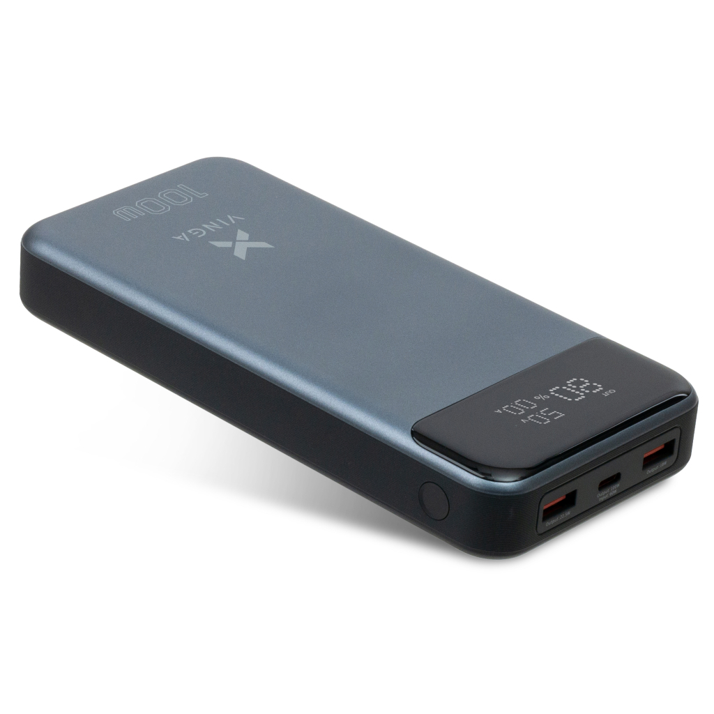 Батарея універсальна Vinga 30000 mAh 100W Display VA Grey (Li-Ion) (VPBB30100)