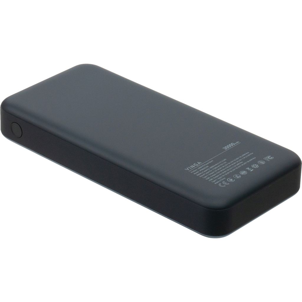 Батарея універсальна Vinga 30000 mAh 100W Display VA Grey (Li-Ion) (VPBB30100)