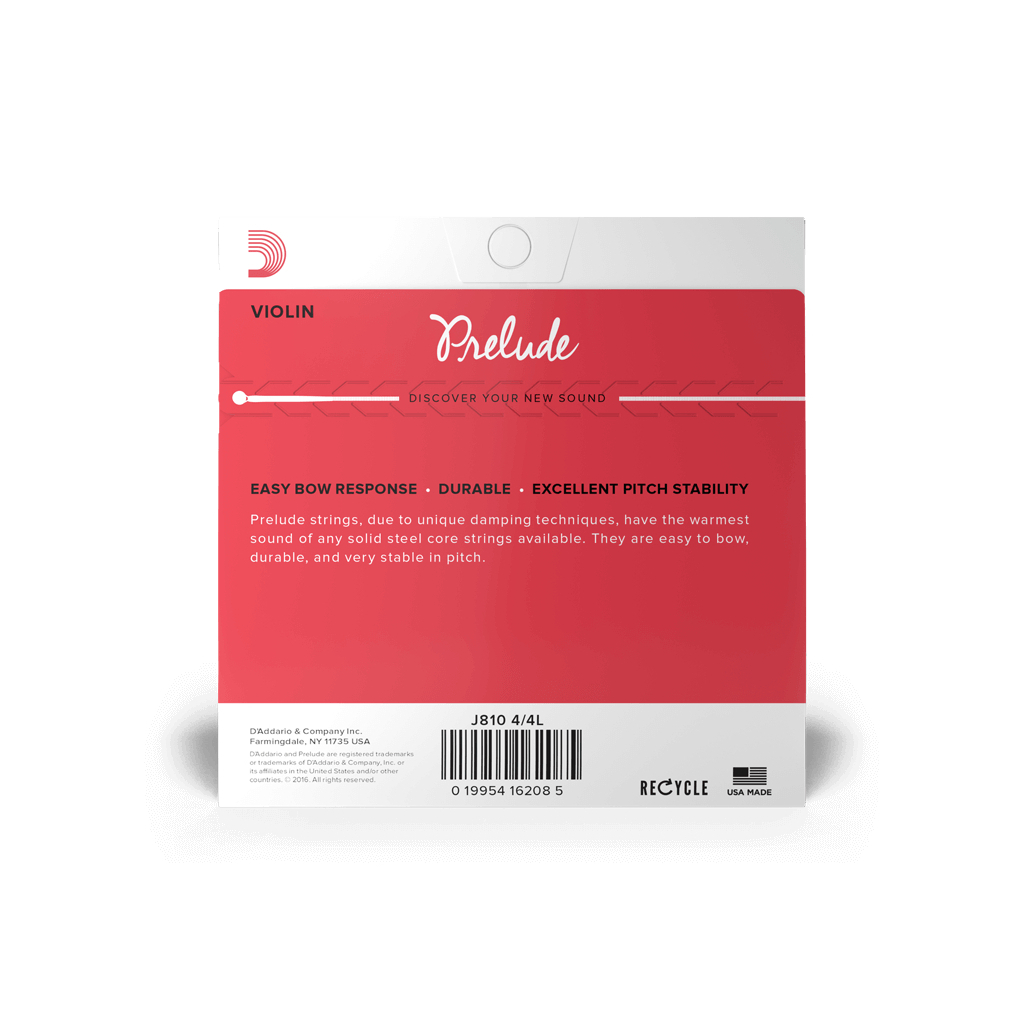 Струни для скрипки D'Addario Prelude Violin String Set 4/4 Scale Light Tension (J810 4/4L)