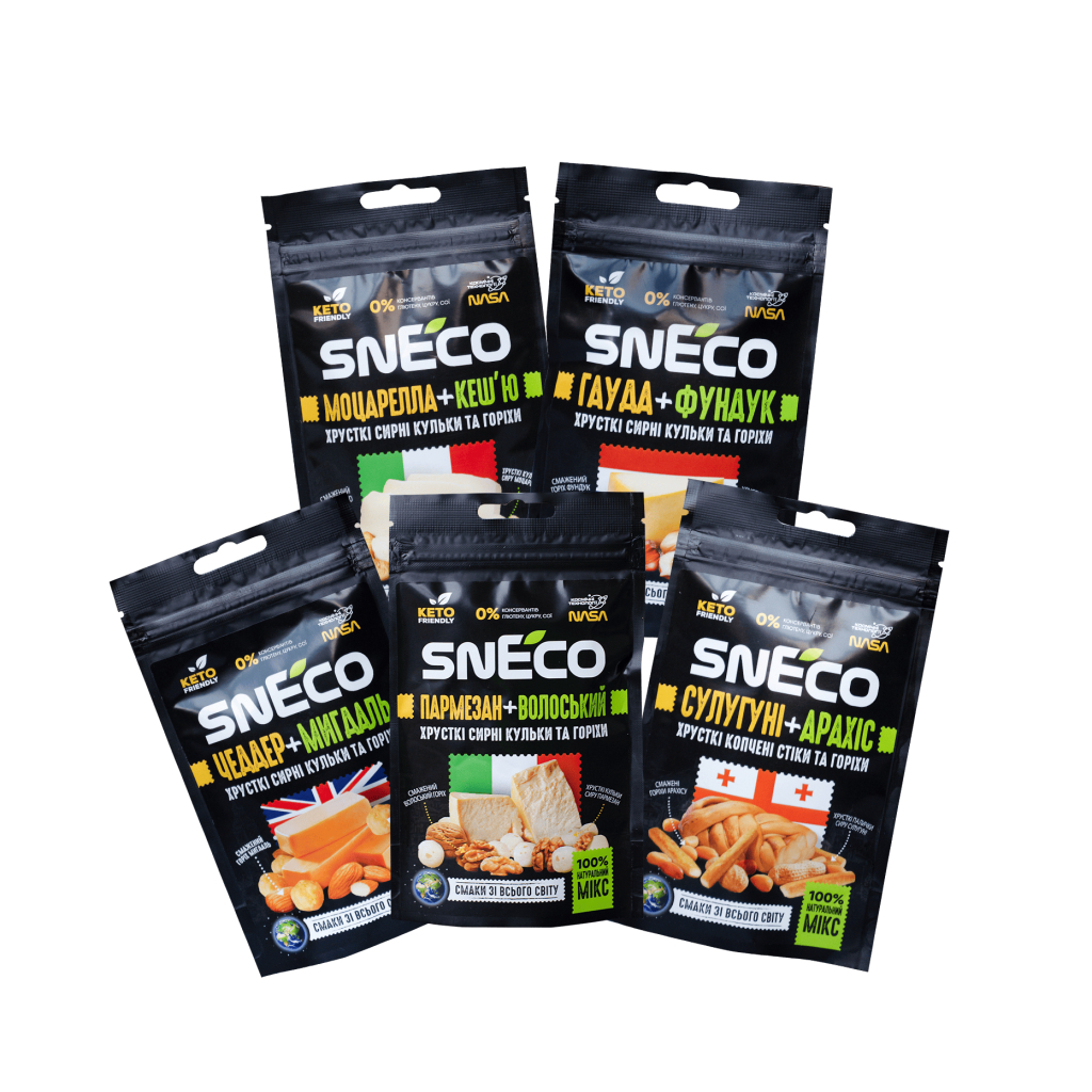 Сир сушений snEco Мікс з горіхами 5 упаковок по 20 г (4823095054965)