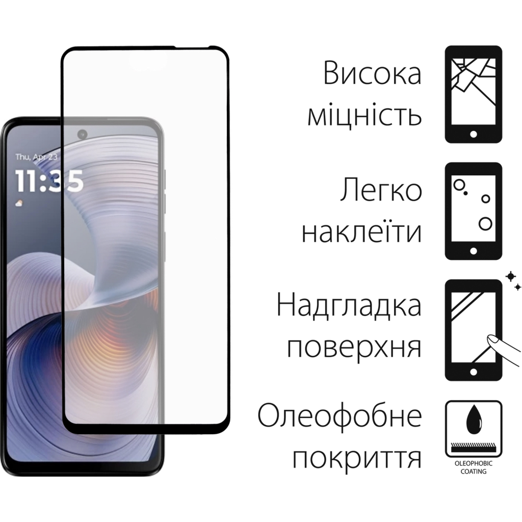 Скло захисне Dengos Full Glue Motorola G55 (black) (TGFG-398)