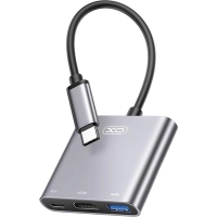 Hub XO USBC to USBCPD100W + HDMI 4K30Hz + USB 3.0 gray (HUB011.tranish)
