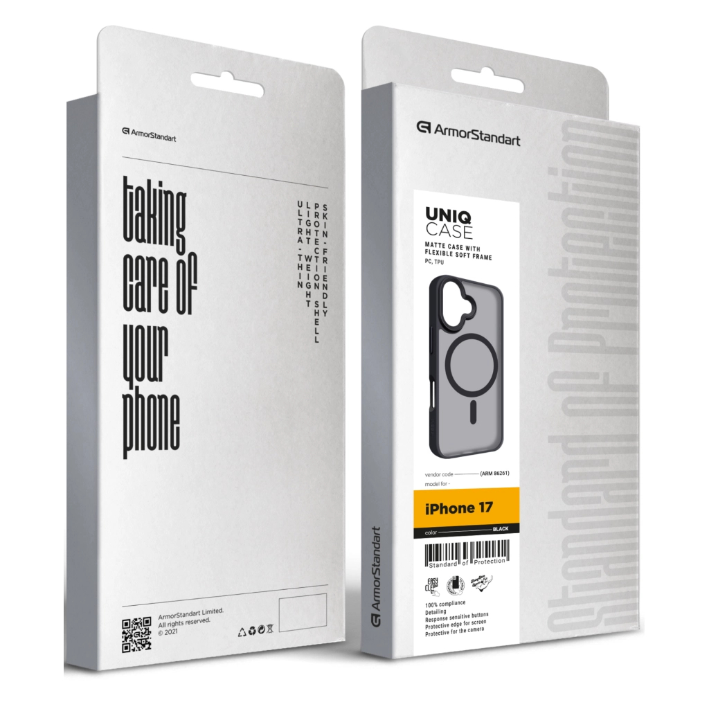 Чохол до мобільного телефона Armorstandart Uniq MagCase Apple iPhone 17 Black (ARM86261) Чохол до мобільного телефона Armorstandart Uniq MagCase Apple iPhone 17 Black (ARM86261)