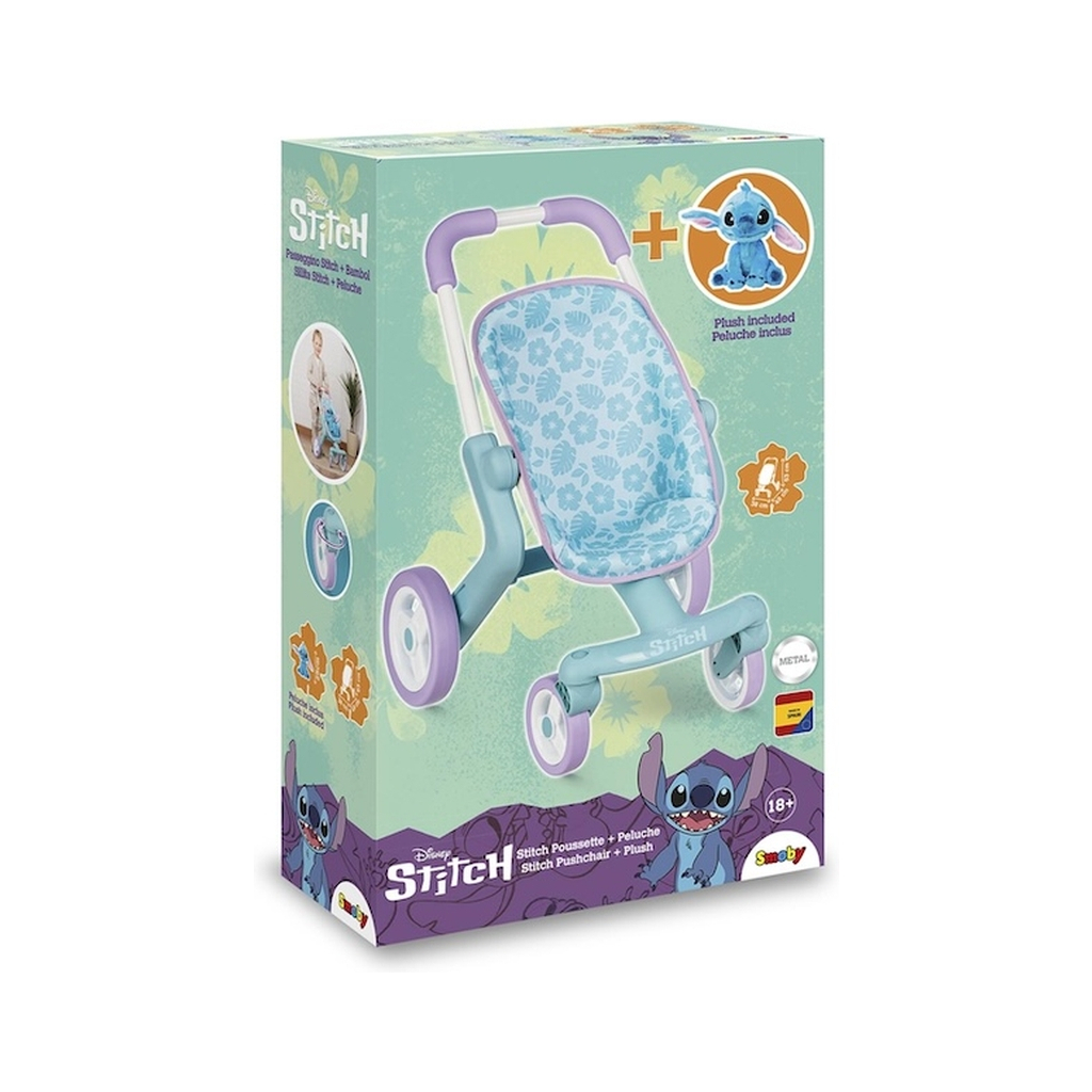 Коляска для ляльок Smoby Стіч. Прогулянка, з поворотними колесами та м'якою іграшкою (7600251225) Коляска для ляльок Smoby Стіч. Прогулянка, з поворотними колесами та м'якою іграшкою (7600251225)