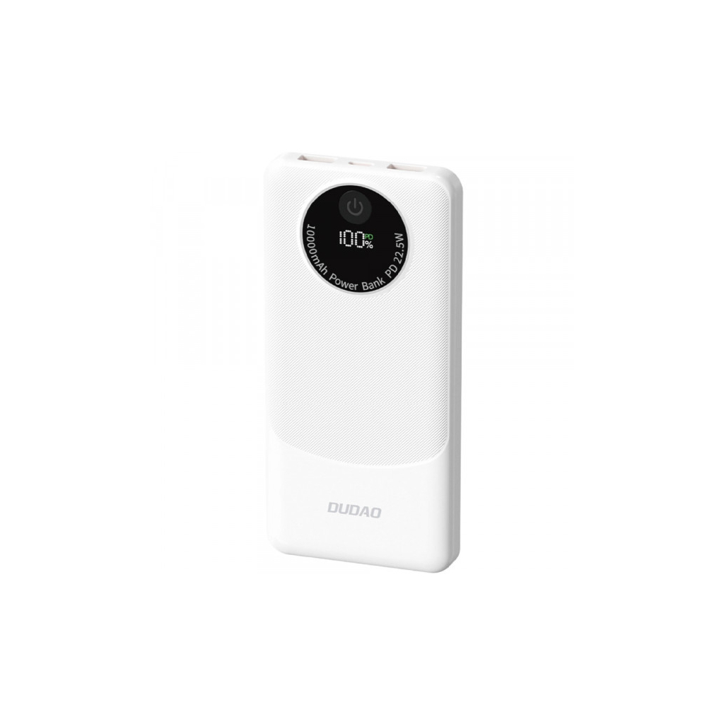 Батарея універсальна Dudao 10000mAh K12 22.5W, PD, QC, 2*USB-A, USB-C(In/Out), White (6976625333875)