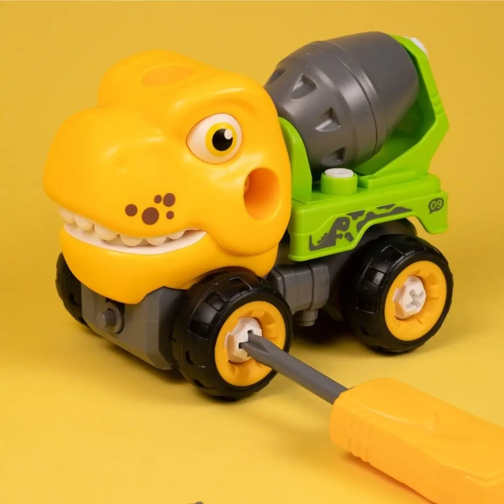 Конструктор Otamanko Машинка-конструктор Тиранозавр бетономішалка Жовтий/зелений (OTA-122TR)