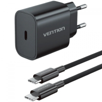 Зарядний пристрій Vention 1xUSB-C PD20W + cable USB-C to Lightning black (G17B0-EU)